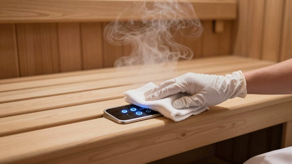 disinfect sauna accessories regularly