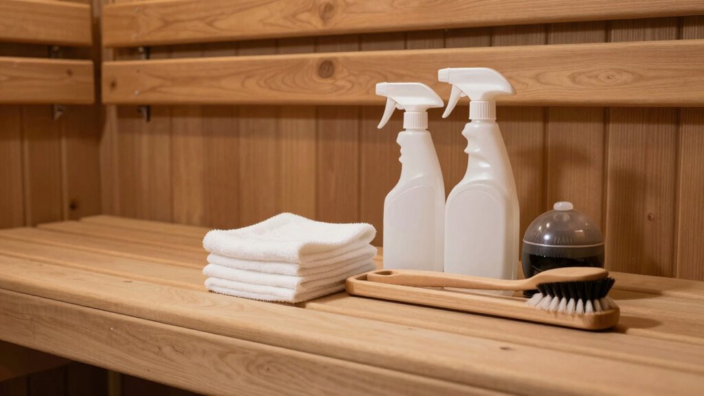 gather sauna cleaning supplies