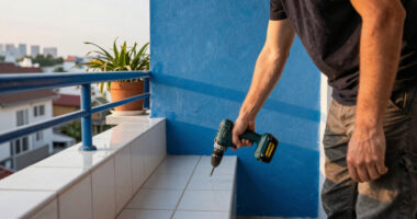 Before And After: IKEA Tiles And A Bright Blue Paint Made This Balcony Unrecognizable