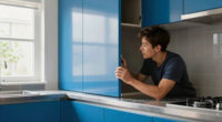 They Transformed Their Dated Kitchen Into A Chic, Blue Cabinet Oasis