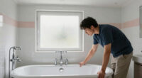 This Bath Had Peeling Molding, A Drop Ceiling, And Pink Grout — Now It's Classic
