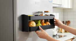 This Magnetic Shelf Turns The Empty Side Of Your Fridge Into Extra Storage Space