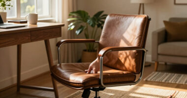 Walnut And Leather Meet At The Seams Of Eureka Ergonomic’s Arundel Collection